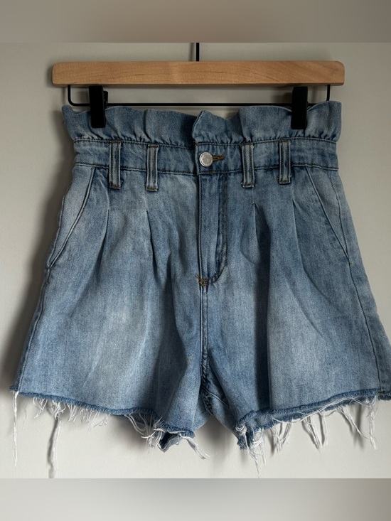 Blank NYC Pants - Blank NYC Light Blue Paperbag Waist Denim Shorts